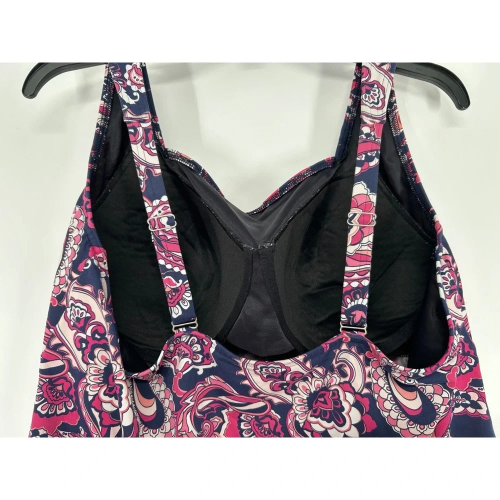 Lands End Tankini Womens‎ Size 20W Pink Floral Paisley Print Sleeveless Swim Top